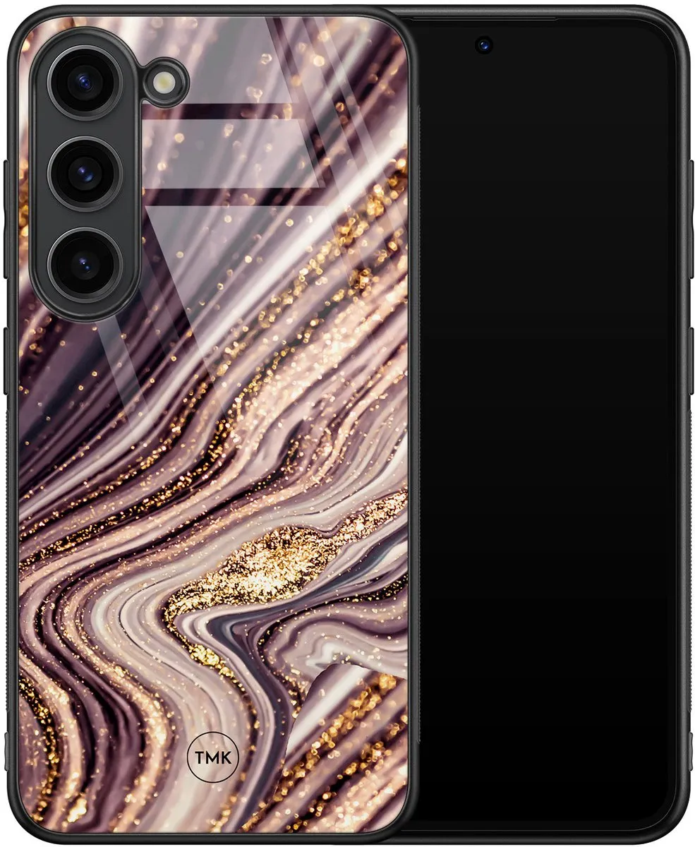 Casevibes Hoesje Samsung Galaxy S23 Golden Pink Marble - Roze