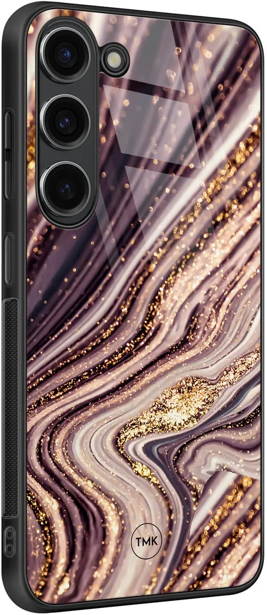 Casevibes Hoesje Samsung Galaxy S23 Golden Pink Marble - Roze