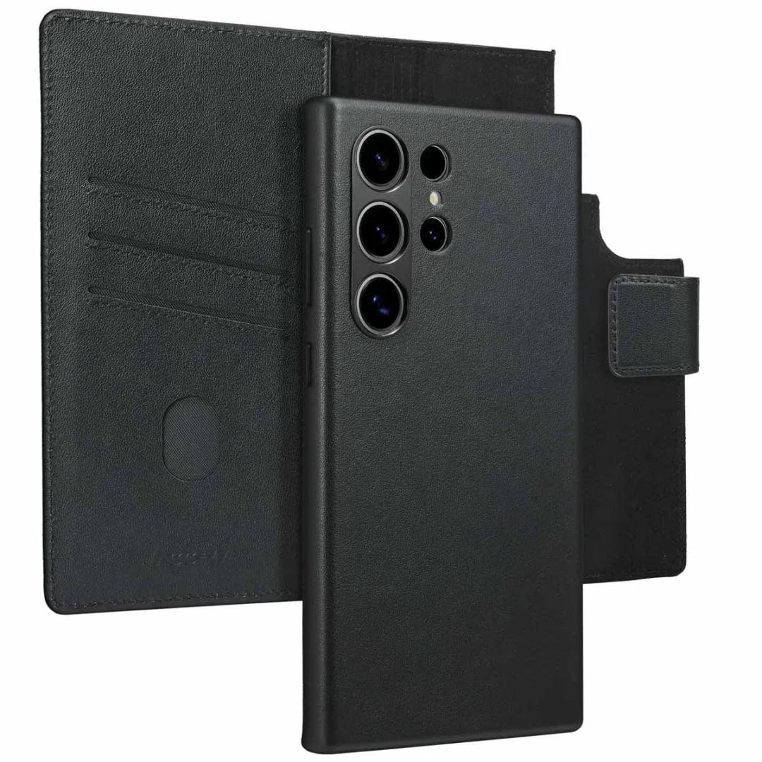 Accezz Hoesje Samsung Galaxy S24 Ultra Leather Bookcase 2-in-1 - Zwart
