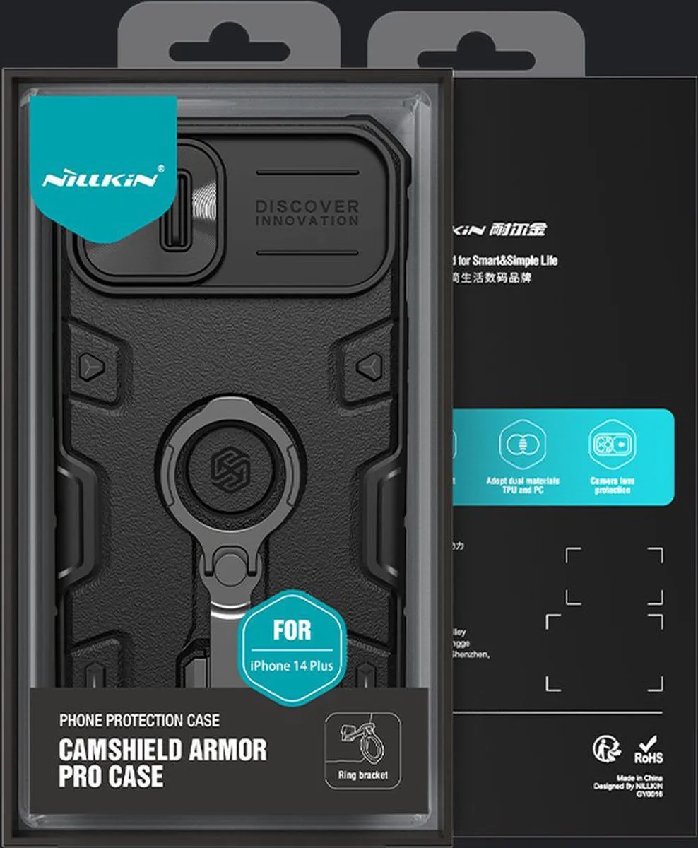 Nillkin CamShield Armor Pro iPhone 14 Plus Hoesje - Blauw - afbeelding 4 van 6