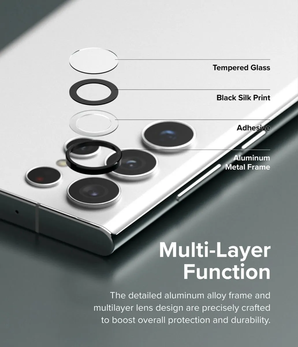 Ringke Lens Frame Glas Beschermer Samsung Galaxy S22 Ultra - Zwart