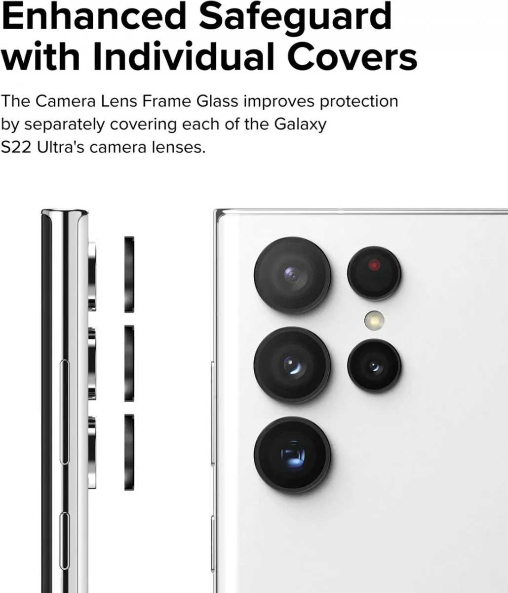 Ringke Lens Frame Glas Beschermer Samsung Galaxy S22 Ultra - Zwart