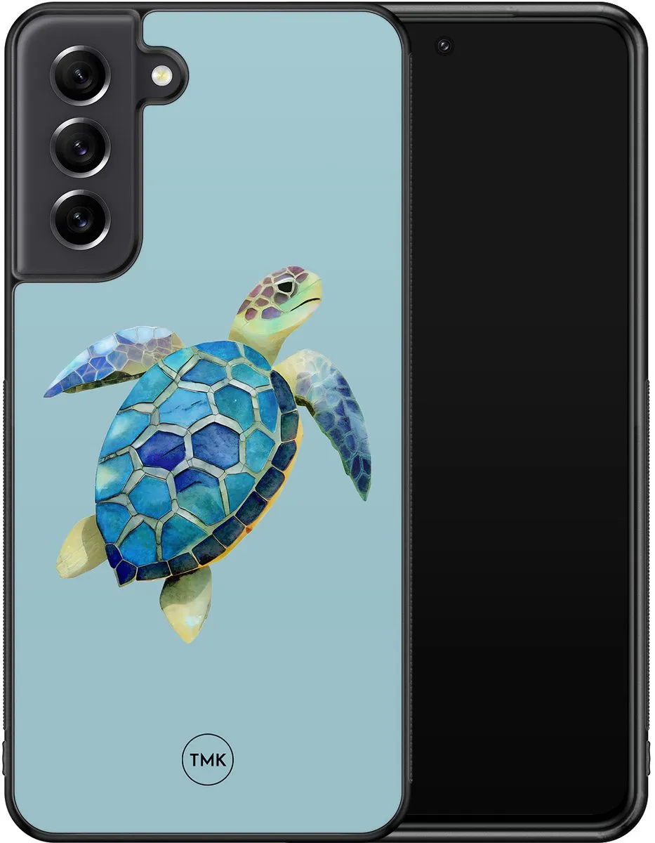 Casevibes Samsung Galaxy S21 FE Hoesje - Schildpad Blauw - TPU