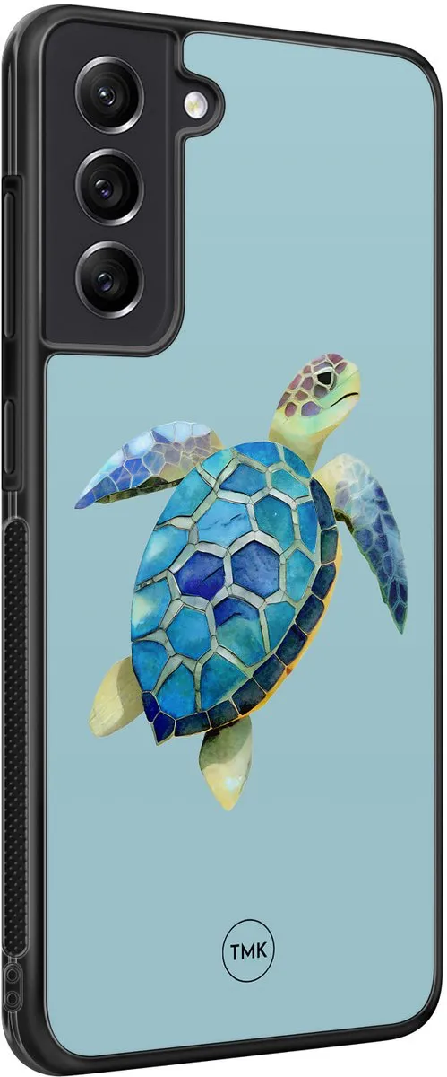 Casevibes Samsung Galaxy S21 FE Hoesje - Schildpad Blauw - TPU