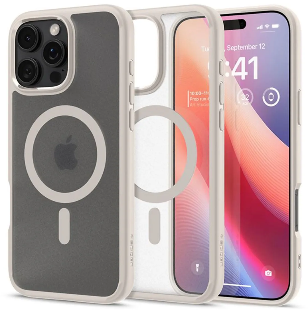Spigen Ultra Hybrid MagFit ACS08382 Hoesje - iPhone 16 Pro Max - Grijs/Transparant