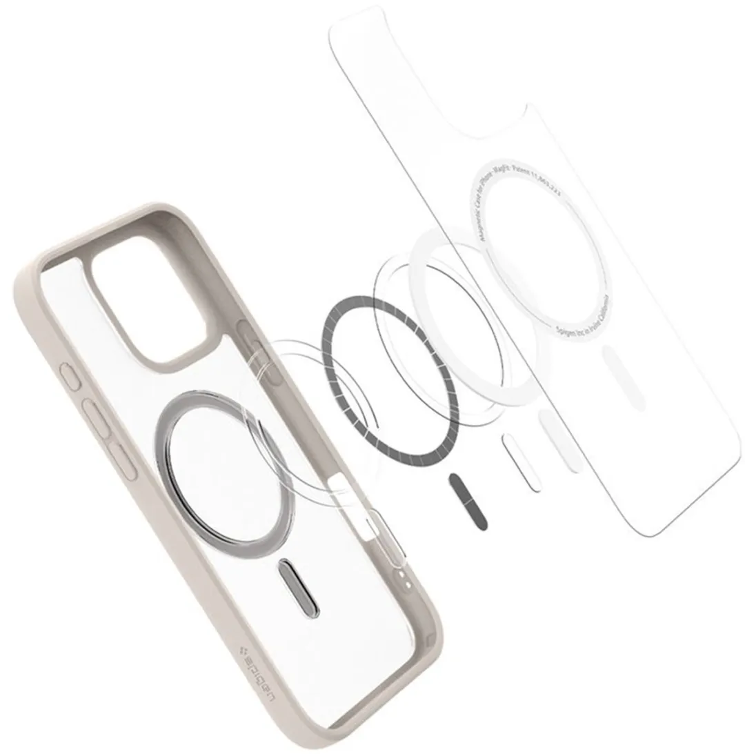 Spigen Ultra Hybrid MagFit ACS08382 Hoesje - iPhone 16 Pro Max - Grijs/Transparant