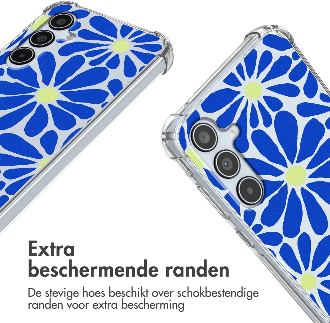 Imoshion Hoesje Samsung Galaxy A35 - Cobalt Blue Flowers Connect