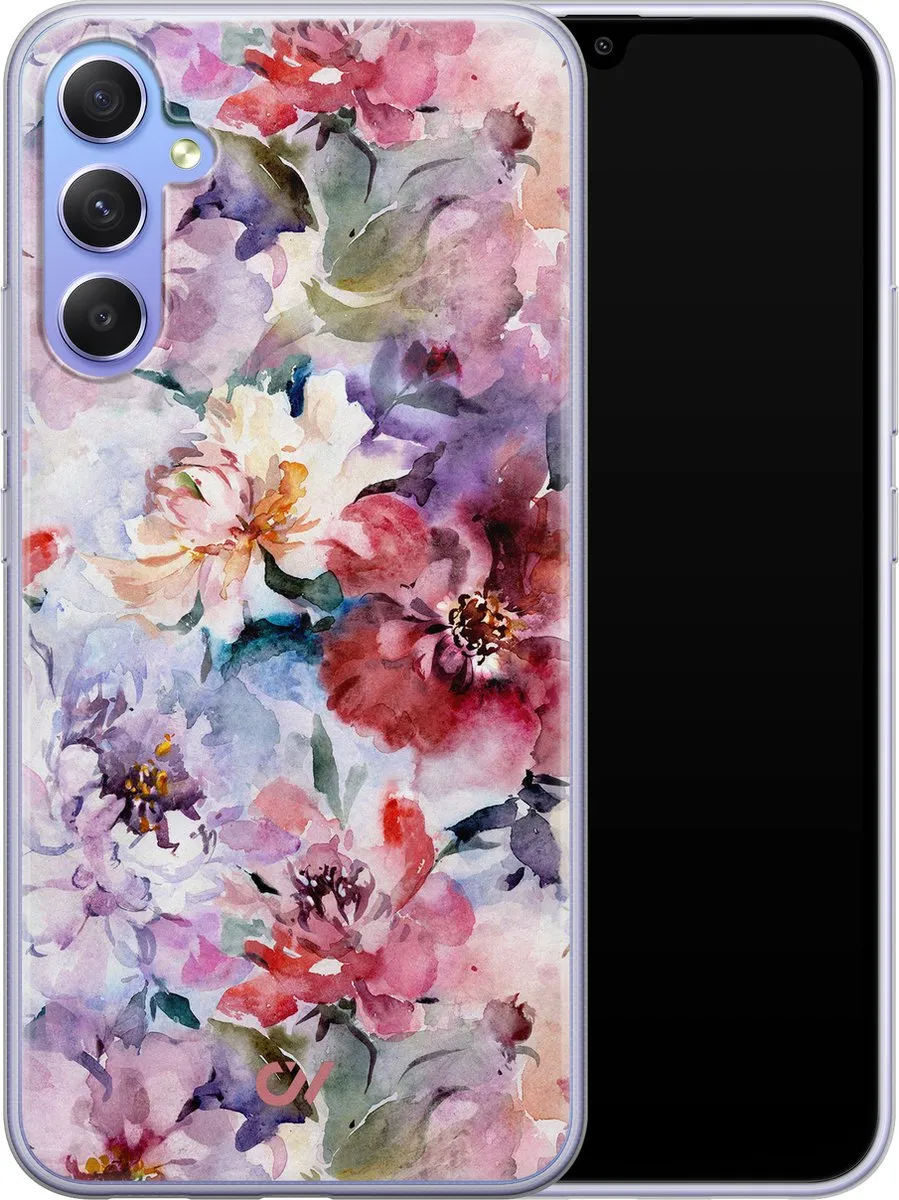 Casevibes Hoesje Samsung Galaxy A34 Bloemen Acryl - Roze