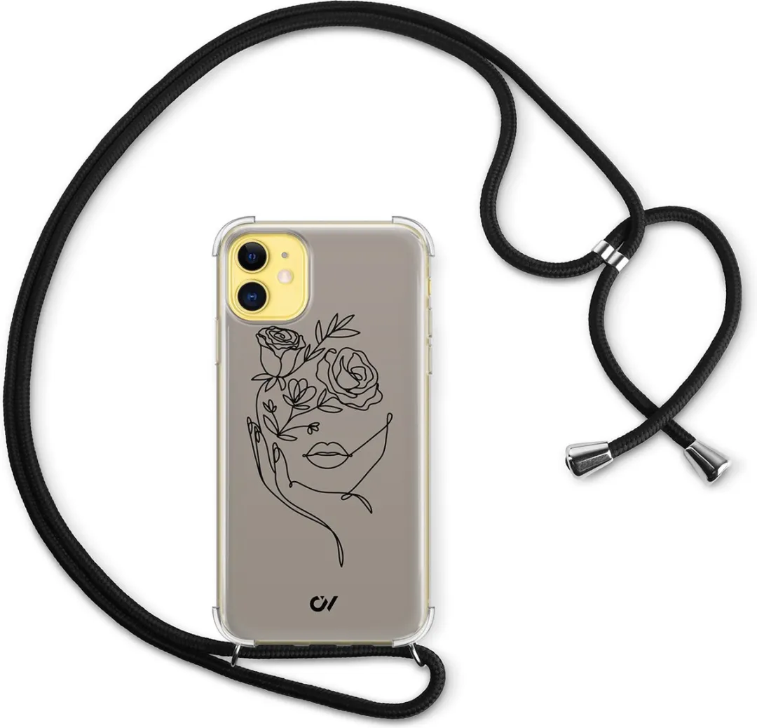 Casevibes Telefoonhoesje iPhone 11 Oneline Face Flower - Bruin