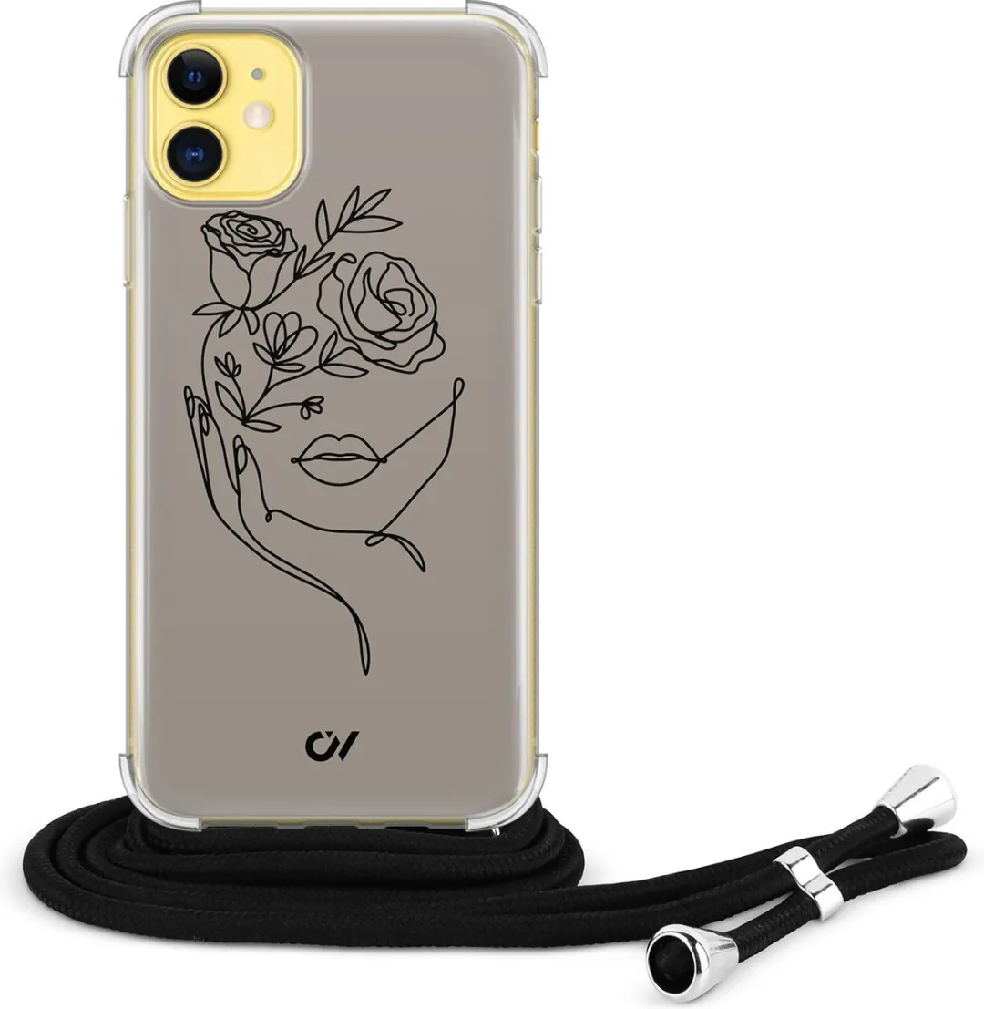 Casevibes Telefoonhoesje iPhone 11 Oneline Face Flower - Bruin