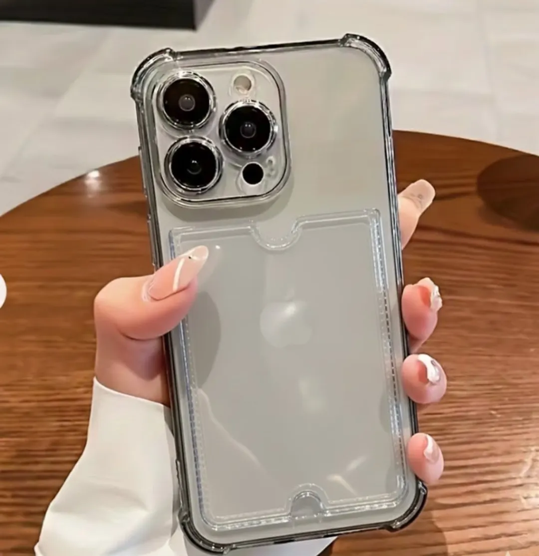 NUVEX iPhone 15 Pro Hoesje Set - Grijs/Zwart - Kaartvak