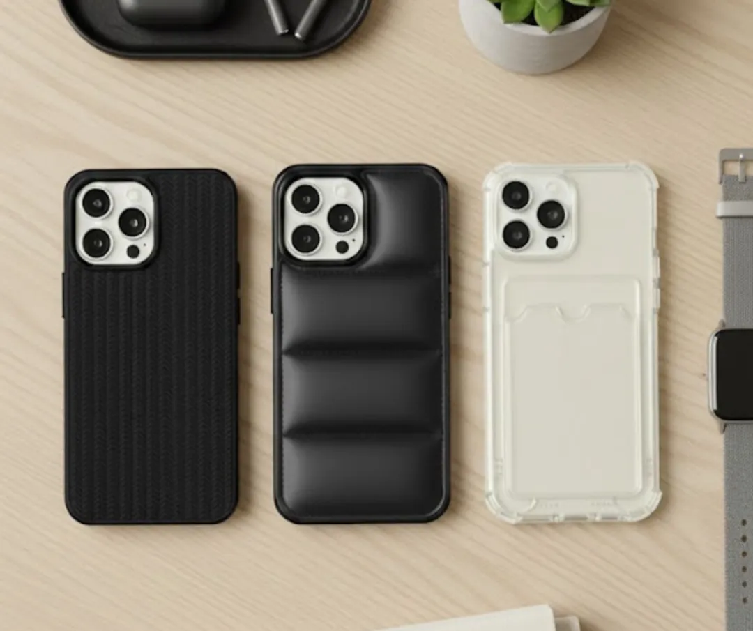 NUVEX iPhone 15 Pro Hoesje Set - Grijs/Zwart - Kaartvak