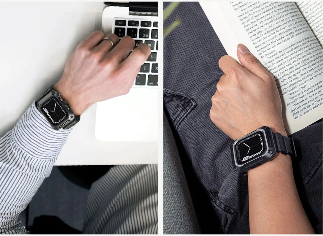 Nillkin DynaGuard Hoesje & Bandje Apple Watch 7/8/9 45mm - Grijs/Zwart