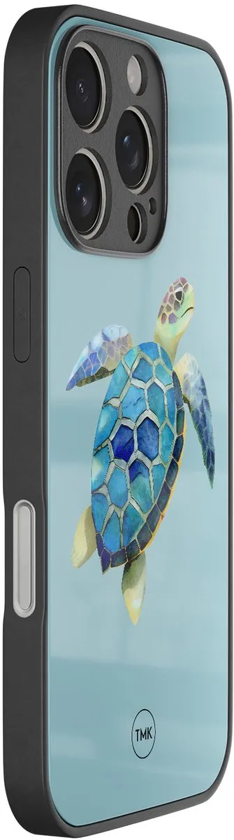 Casevibes iPhone 16 Pro Hoesje Schildpad Blauw - TPU Glossy