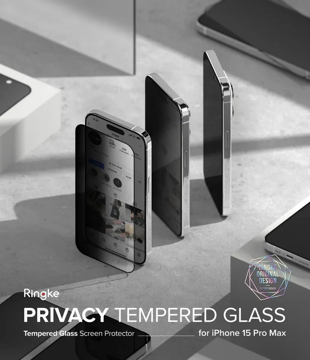 Ringke iPhone 15 Pro Max Privacy Screen Protector 9H - met Installatiejig - afbeelding 6 van 6