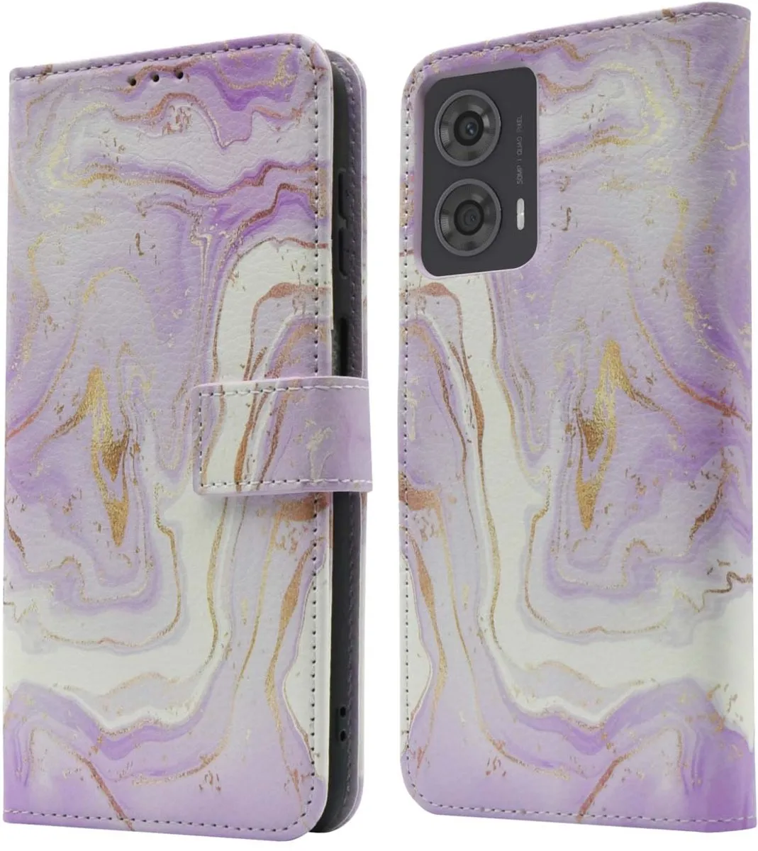 Imoshion Moto G24 Power Hoesje Purple Marble - 3 Stuks