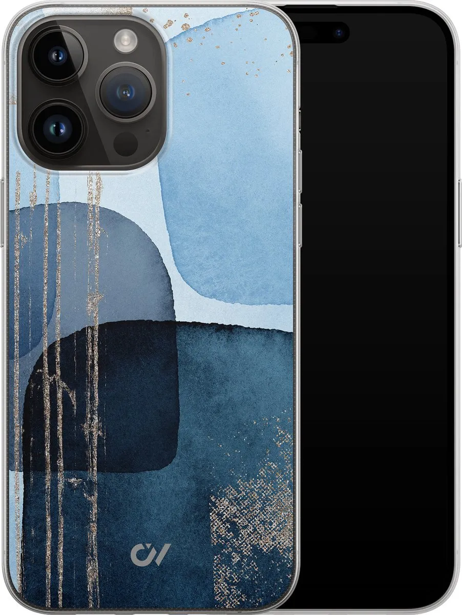 Casevibes iPhone 14 Pro Max Hoesje - Blauw Abstract Shapes