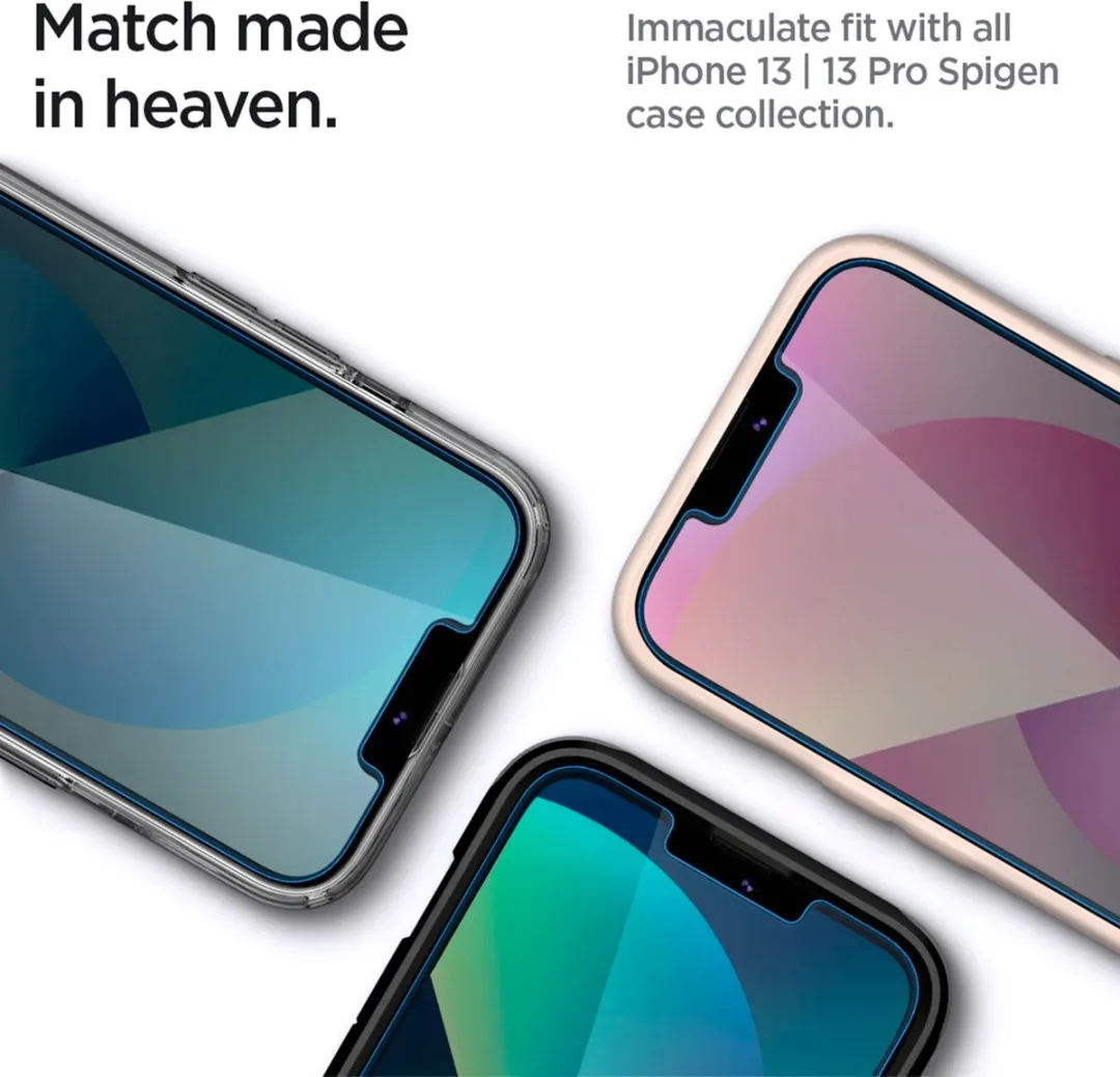 Spigen AGL03388 Privacy Glas iPhone 13/13 Pro - Montage Frame