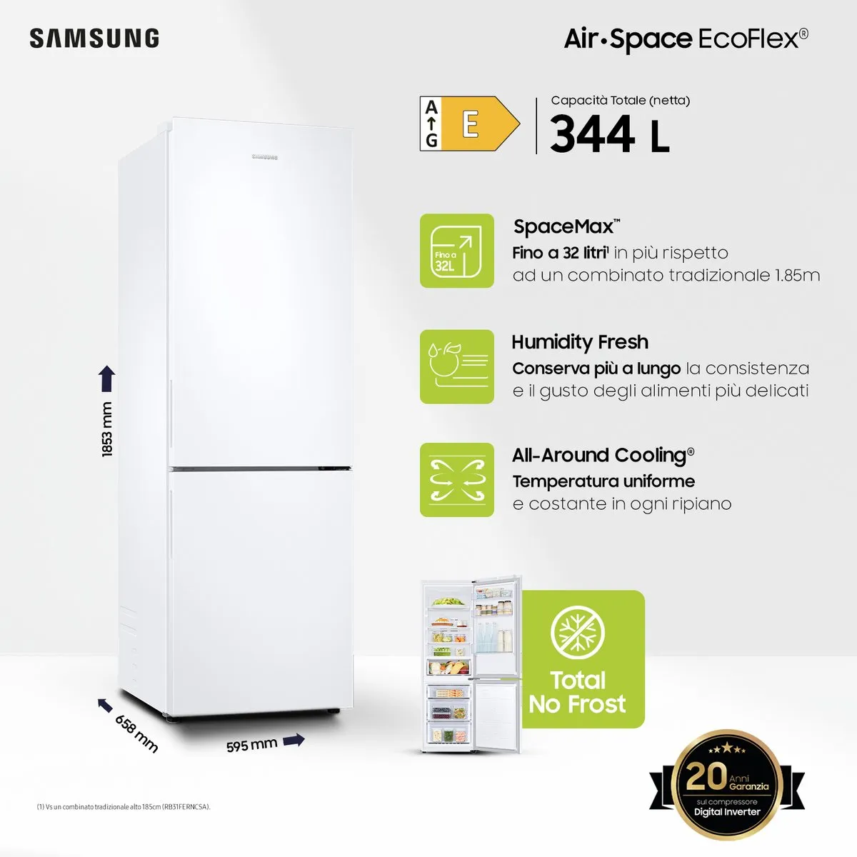 Samsung RB33B610EWW Vrijstaand Koelkast - 344L - Wit