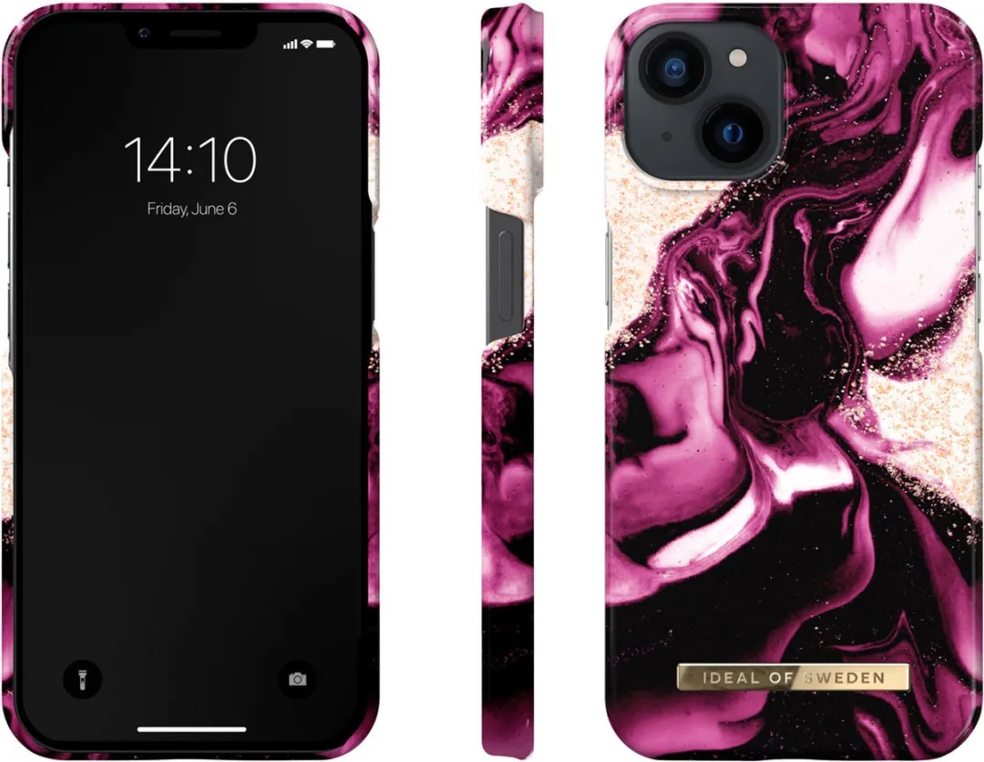 iDeal of Sweden iPhone 14 Backcover Golden Ruby Marble - 7340205165641