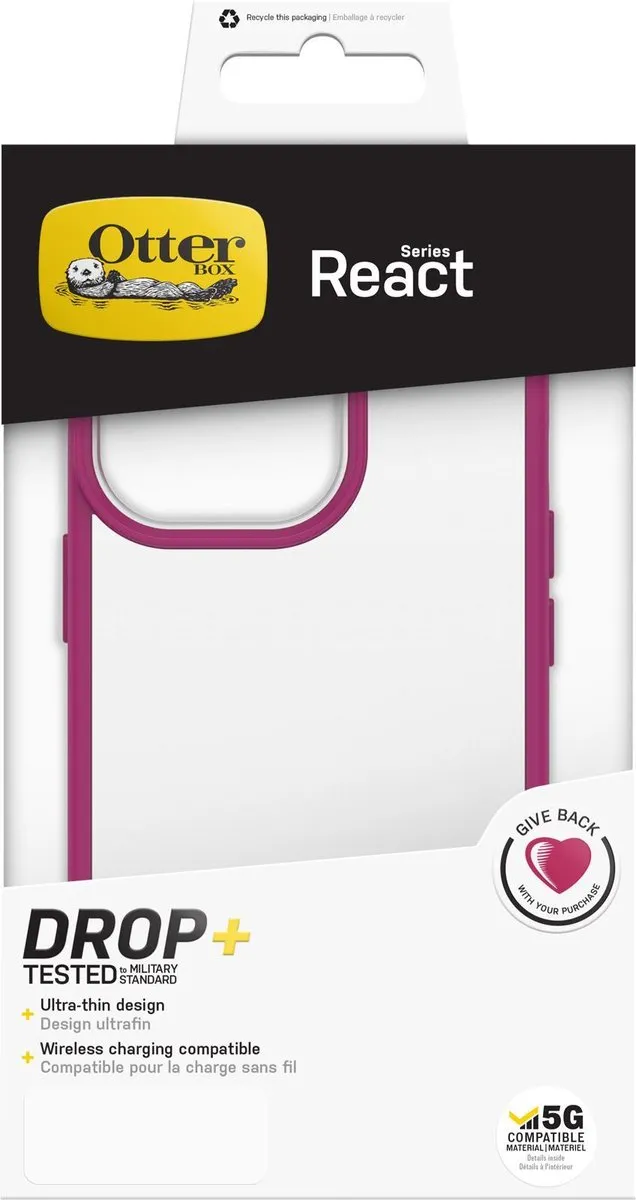 OtterBox React Hoesje iPhone 13 Pro 77-85836 - Roze & Transparant - afbeelding 3 van 6