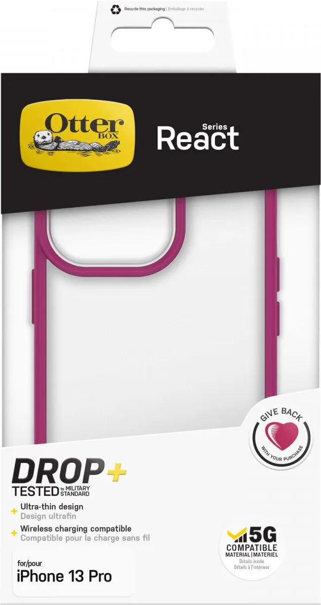 OtterBox React Hoesje iPhone 13 Pro 77-85836 - Roze & Transparant - afbeelding 6 van 6