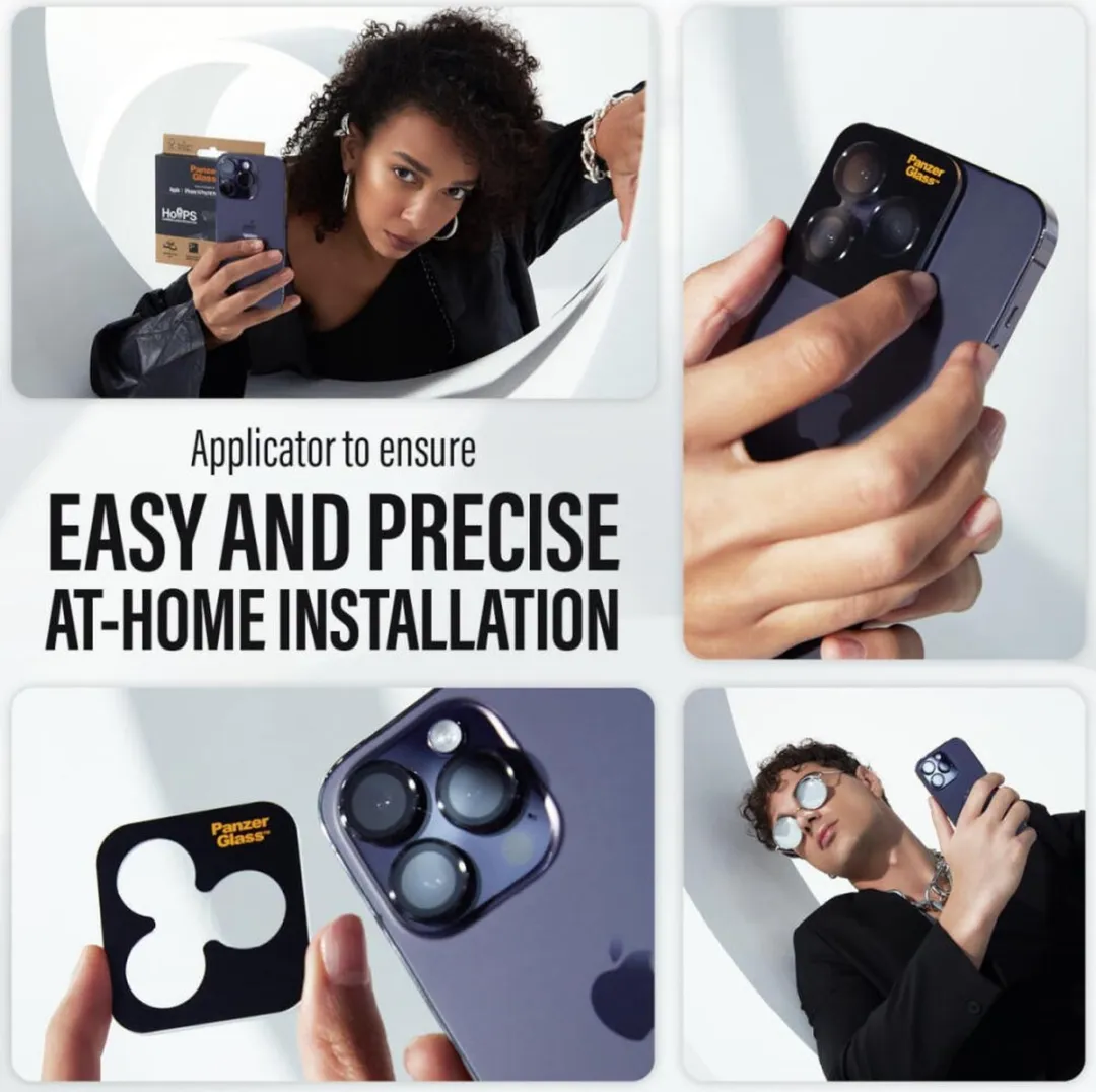 PanzerGlass Optical Hoop Rings iPhone 15 Pro/Pro Max - Camera Lens Protector - Metaal Grijs