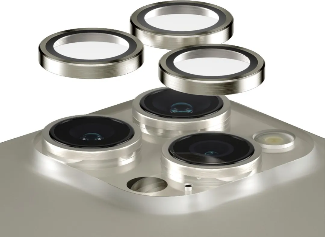 PanzerGlass Optical Hoop Rings iPhone 15 Pro/Pro Max - Camera Lens Protector - Metaal Grijs