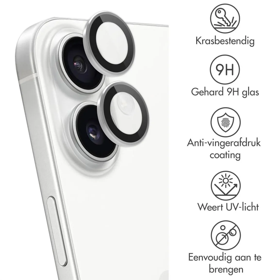 Imoshion Camera Lens Protector iPhone 16/16 Plus/17 - 2 Stuks - Wit