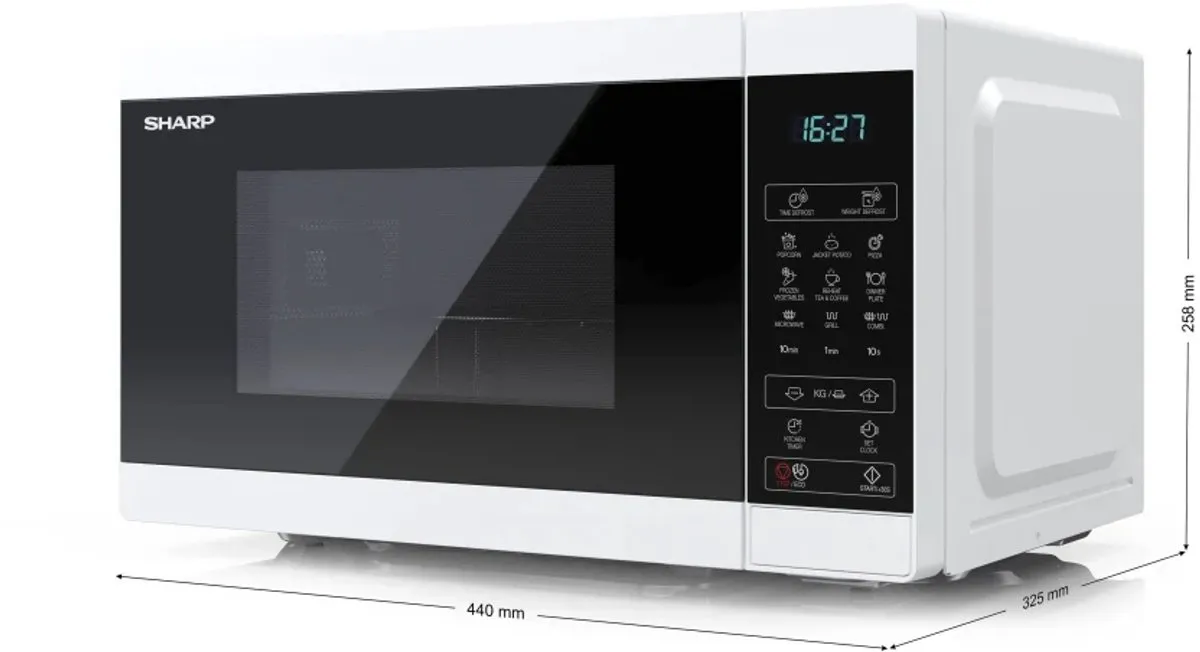 Sharp YC-MG02EW Magnetron 20L - 800W/1000W Grill - Wit - afbeelding 6 van 6