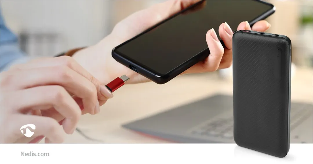 Nedis UPBKPD10000BK Powerbank 10000mAh - 18W - USB-A & USB-C - Zwart - afbeelding 6 van 6