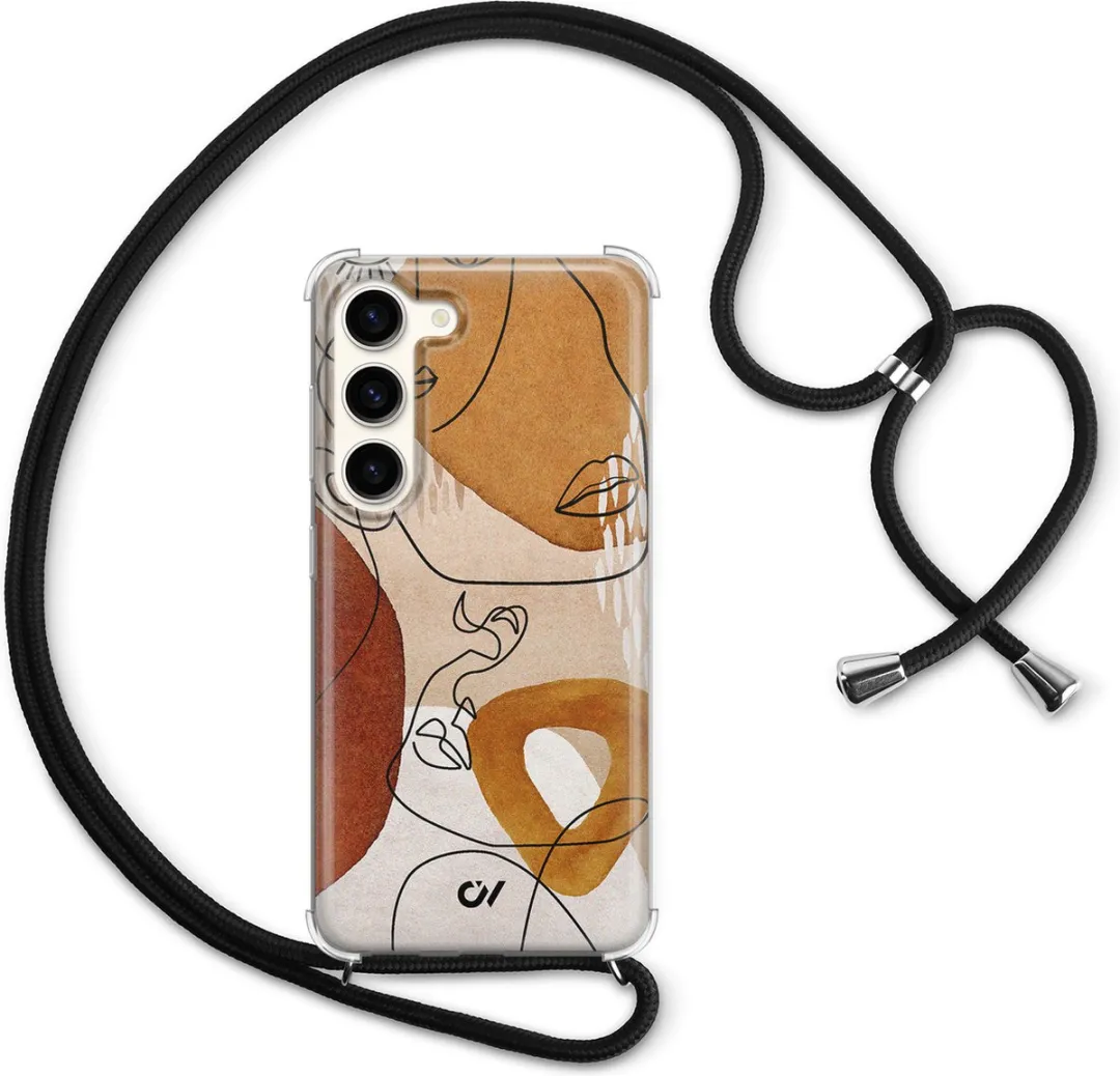 Casevibes S23 Telefoonhoesje - Bruin - Abstract Shape Faces - C/S23/UV/012