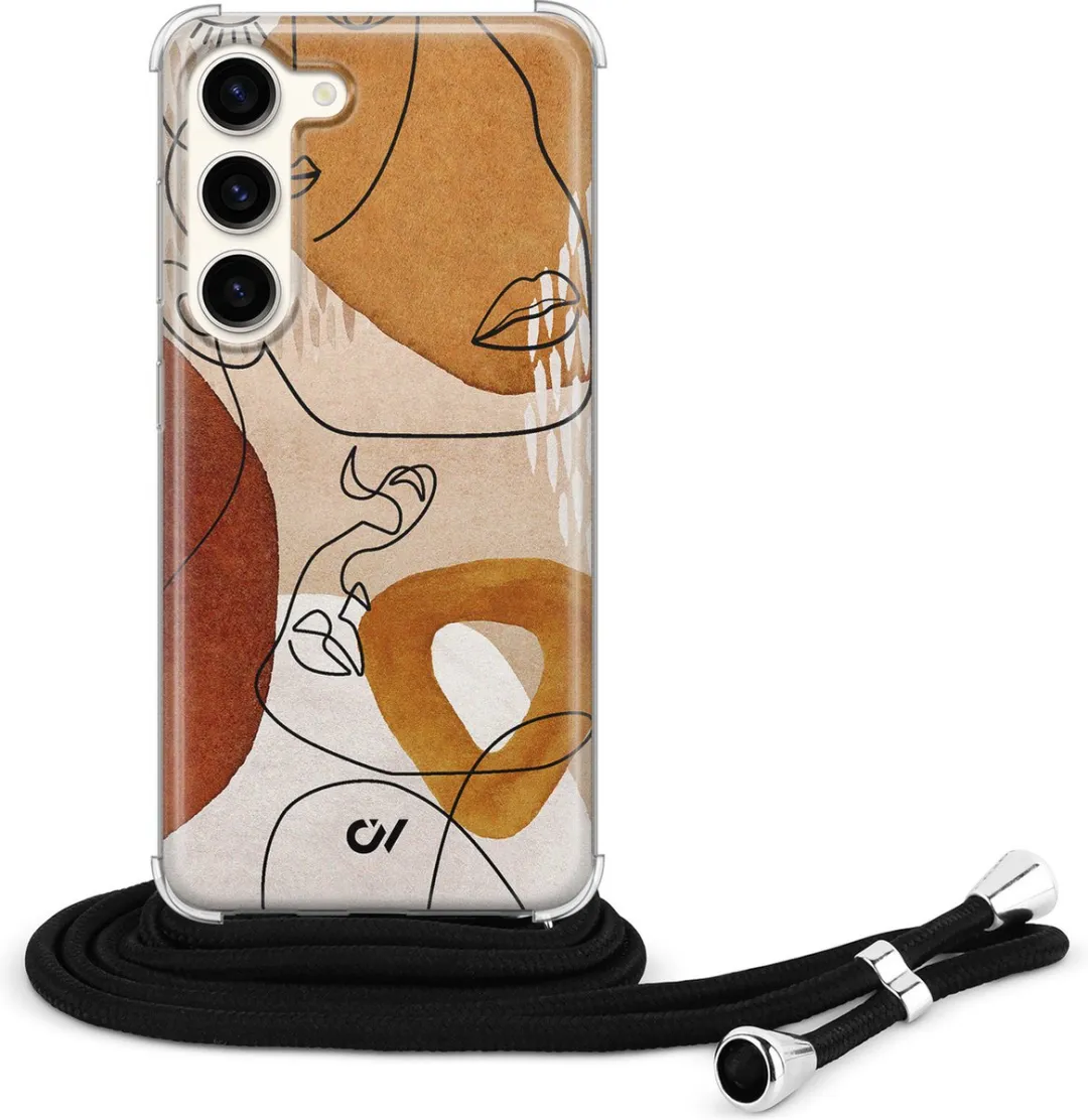 Casevibes S23 Telefoonhoesje - Bruin - Abstract Shape Faces - C/S23/UV/012