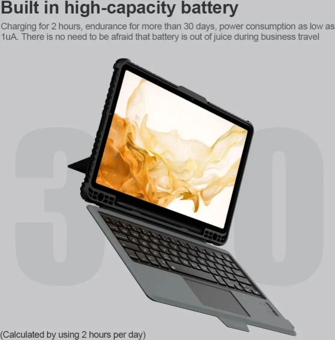 Nillkin Hoes met Bluetooth Toetsenbord - Samsung Galaxy Tab S8 - Zwart - afbeelding 6 van 6