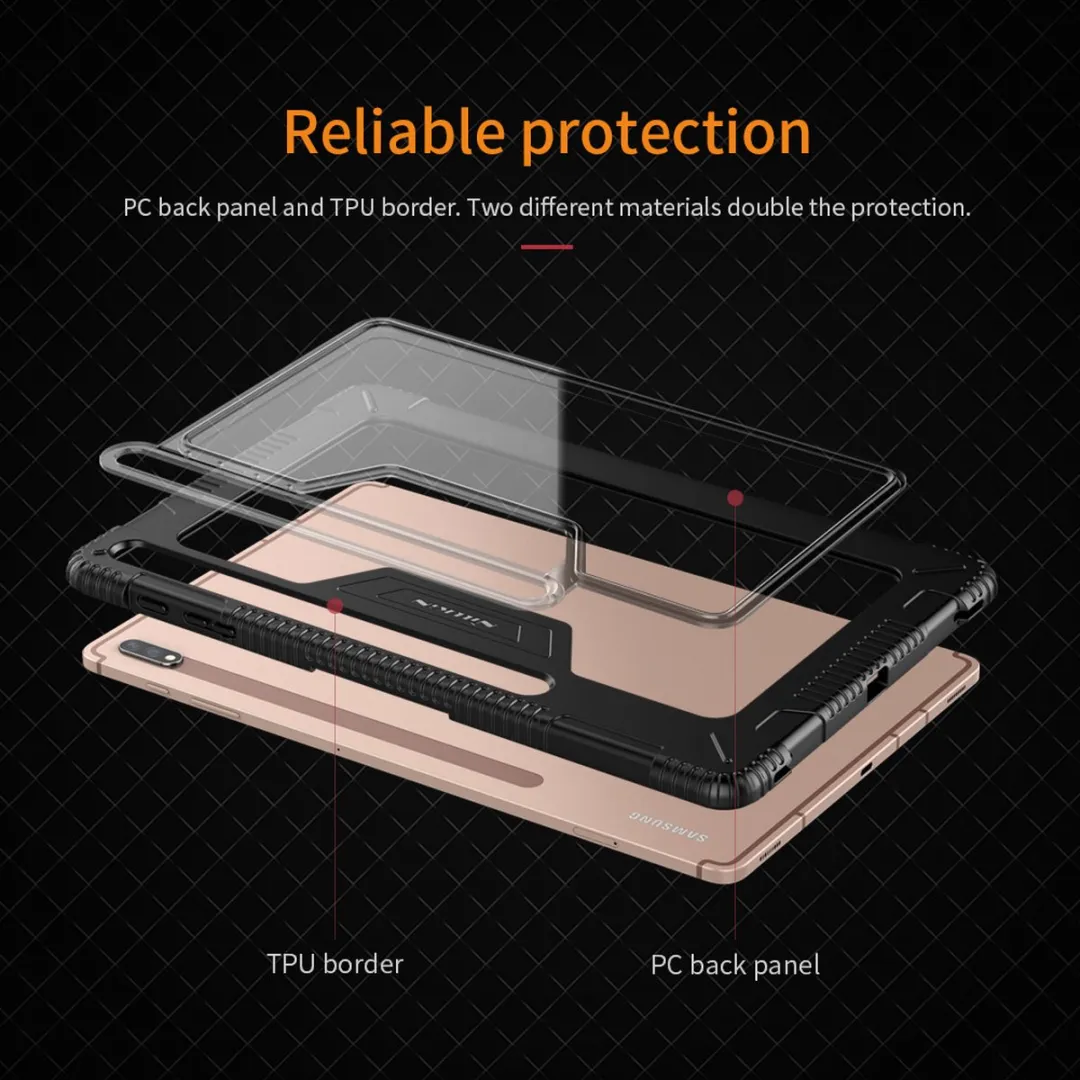 Nillkin Samsung Galaxy Tab S7+ Hoes - PU Leren - 12.4" - Zwart