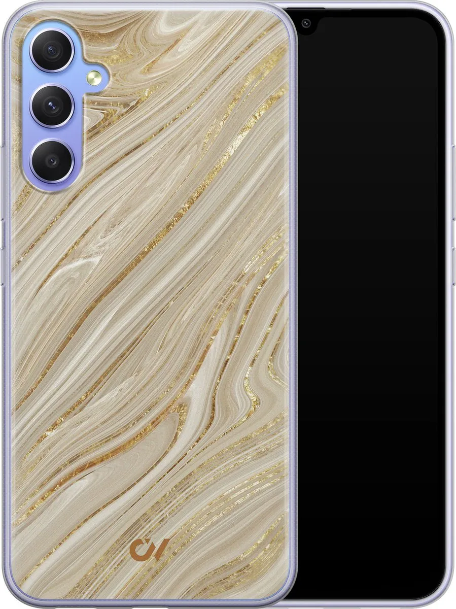 Casevibes Samsung Galaxy A34 Hoesje Golden Marble - Goud