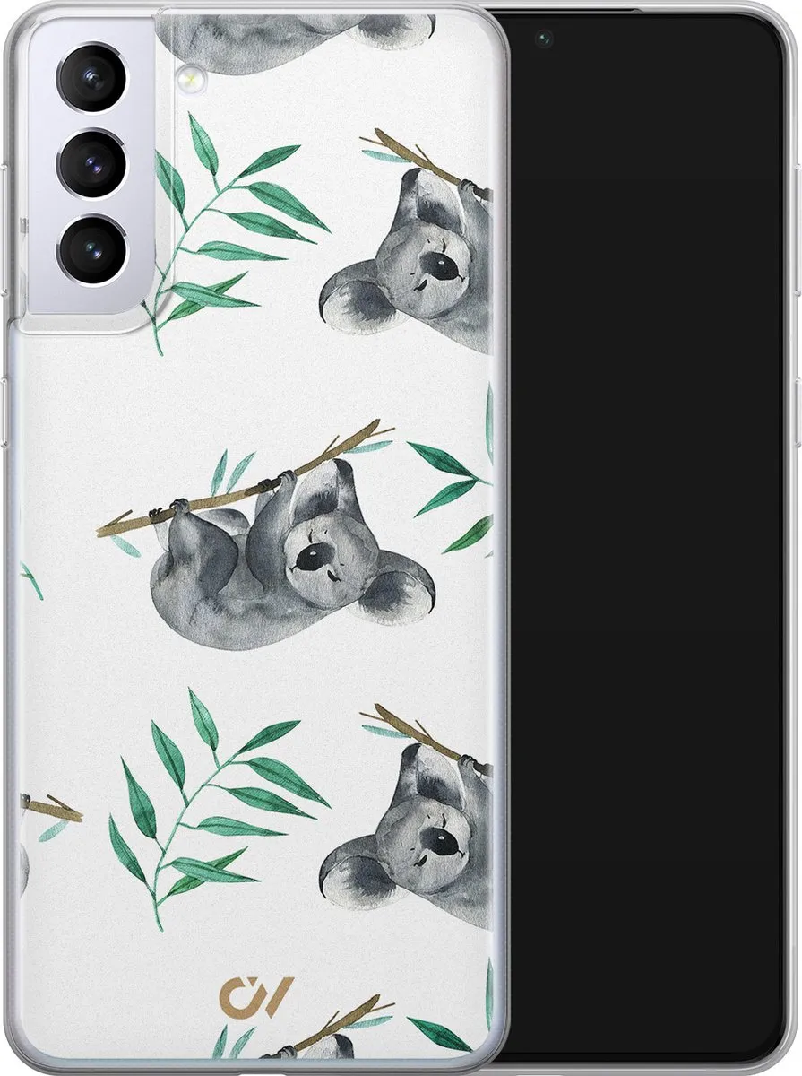 Casevibes Samsung Galaxy S21 Hoesje S/S21/UV/058 - Koala Print - Wit