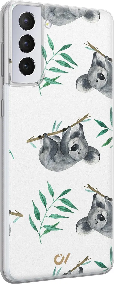 Casevibes Samsung Galaxy S21 Hoesje S/S21/UV/058 - Koala Print - Wit