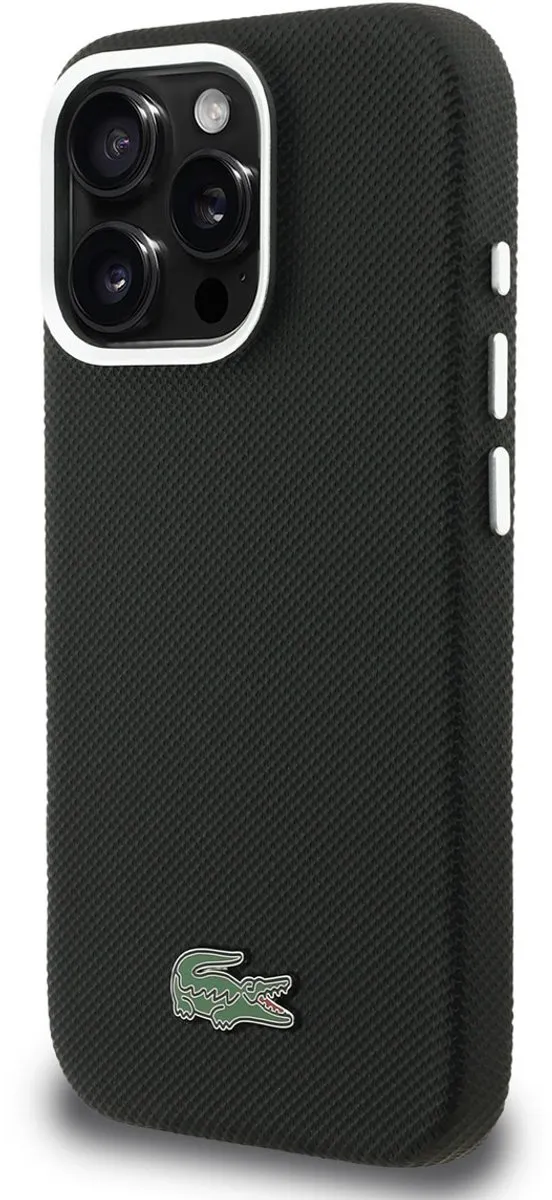 Lacoste Back Cover Case iPhone 16 Pro - Zwart - MagSafe