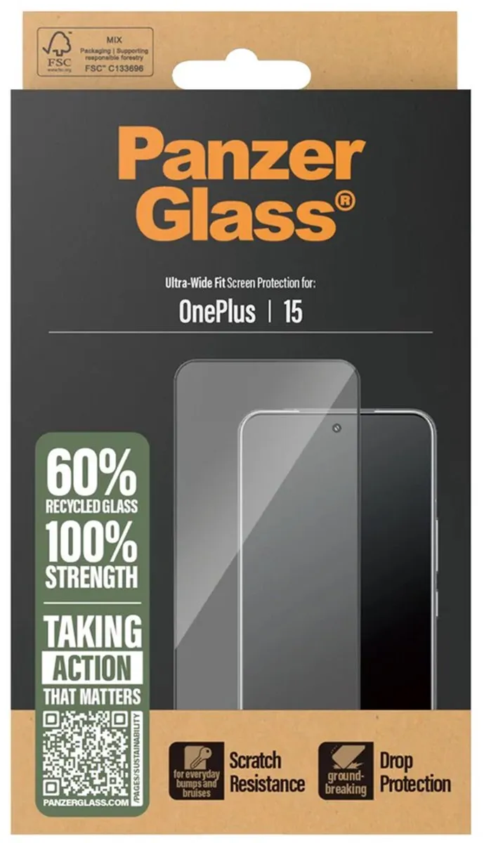 PanzerGlass Ultra-Wide Fit Screenprotector OnePlus 15 - Antibacterieel