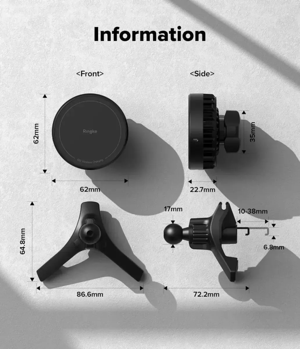 Ringke Qi2 Peltier Magnetische Telefoonhouder - Zwart