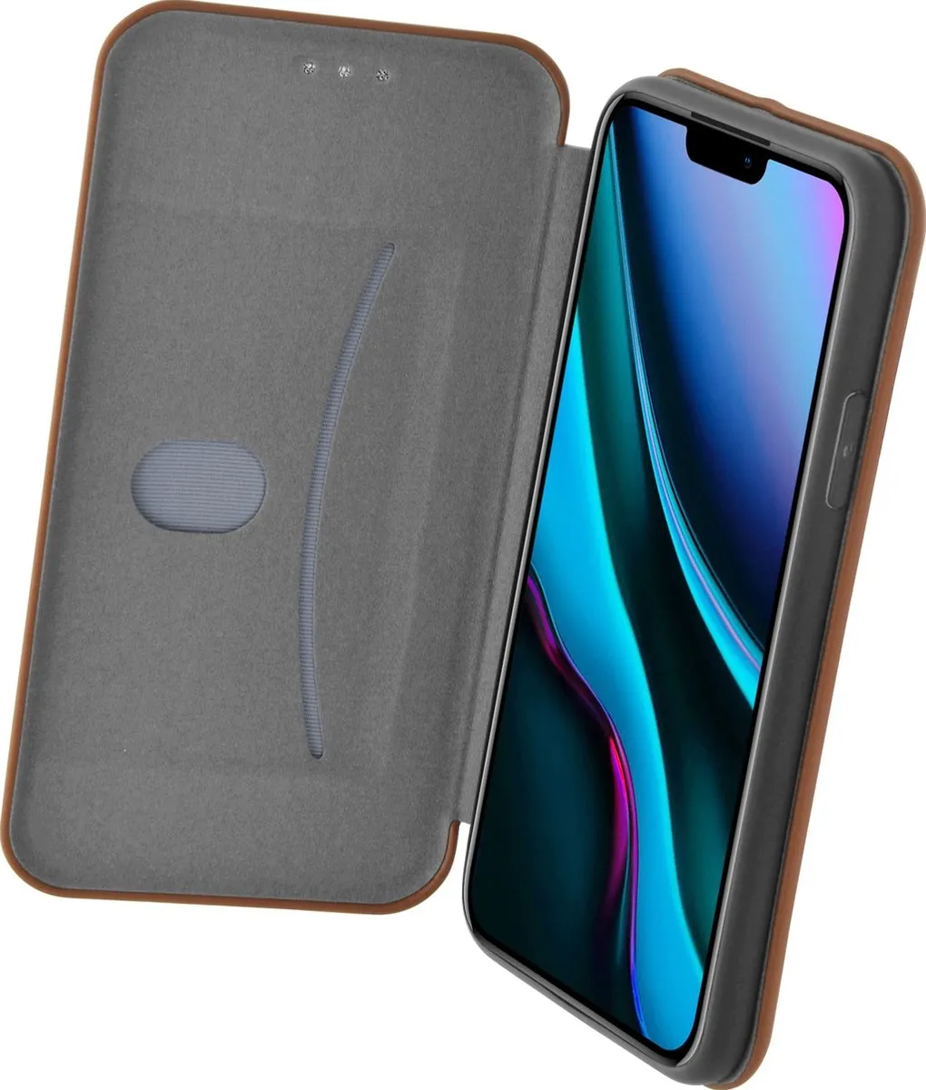 Azuri Shell Booklet iPhone 11 Hoes - 1 Pasje - Bruin