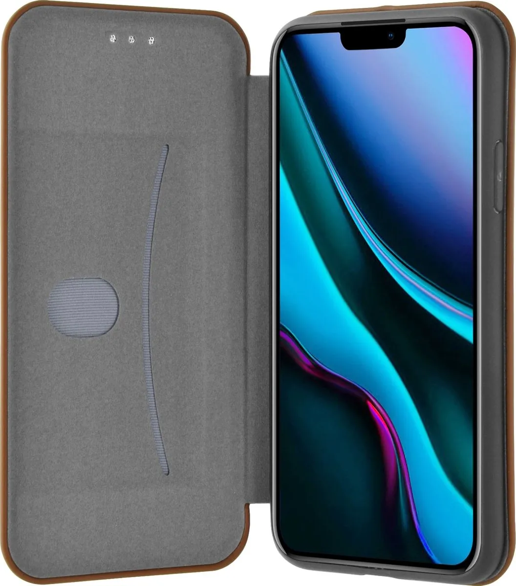 Azuri Shell Booklet iPhone 11 Hoes - 1 Pasje - Bruin