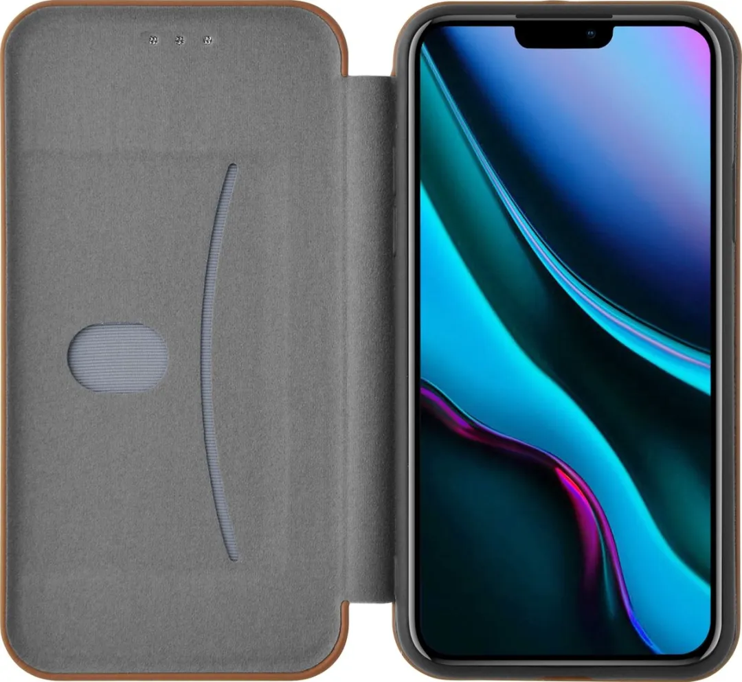 Azuri Shell Booklet iPhone 11 Hoes - 1 Pasje - Bruin