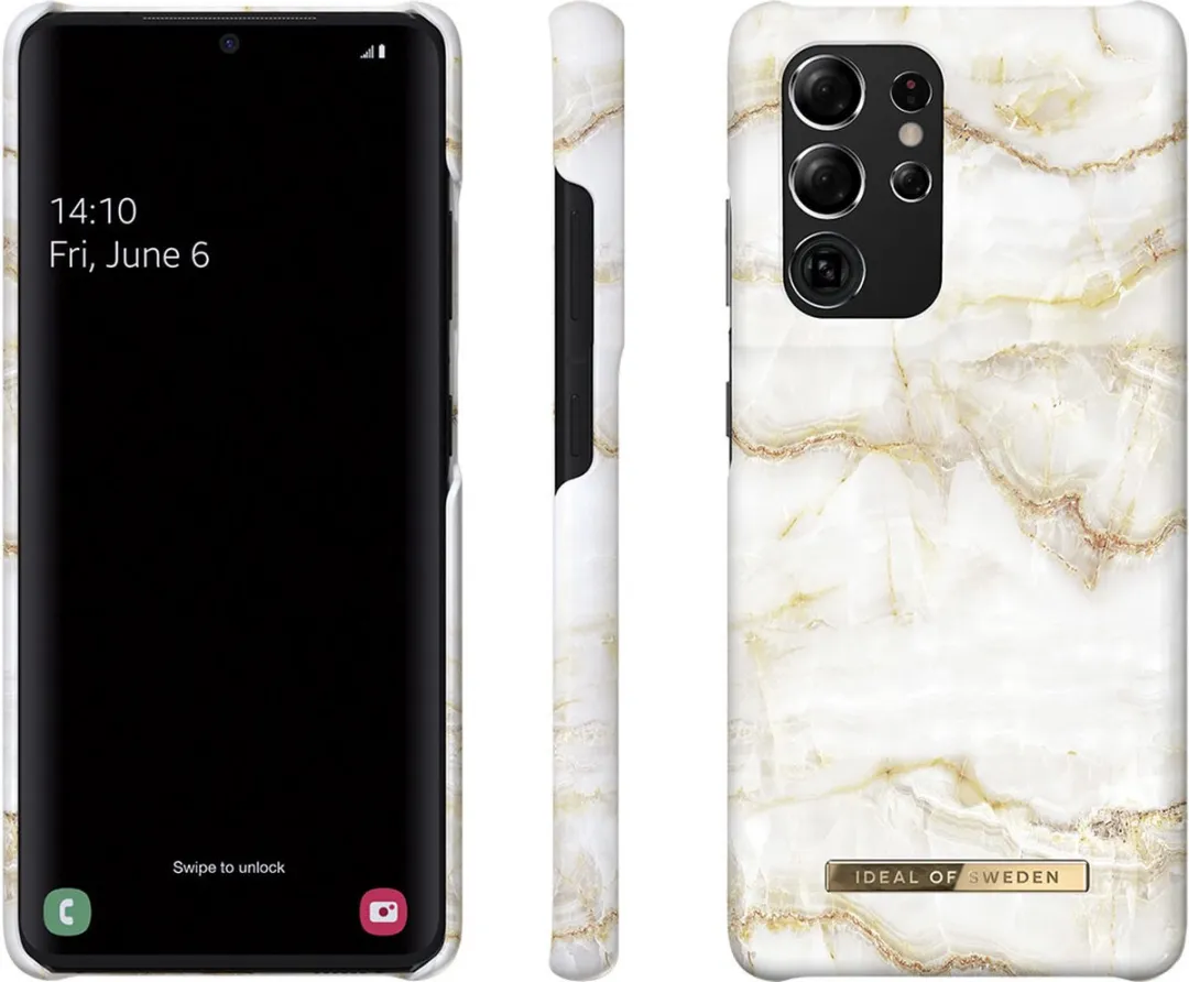 iDeal of Sweden Galaxy S21 Ultra Hardcase Golden Pearl Marble - 7340196263166