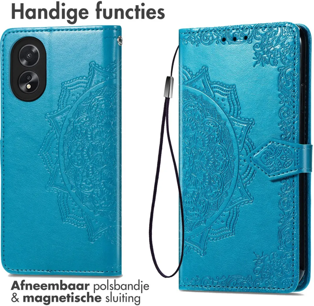 Imoshion Hoesje Oppo A18/A38 Mandala Bookcase - 3 Stuks - Turquoise