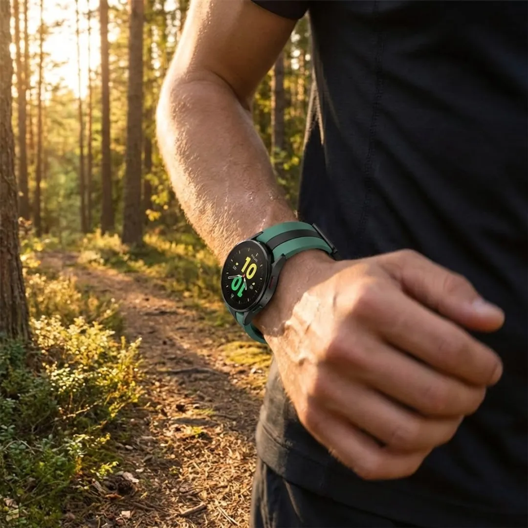 NUVEX Olijfgroen Zwart Siliconen Horlogebandje 20mm - Samsung Galaxy Watch