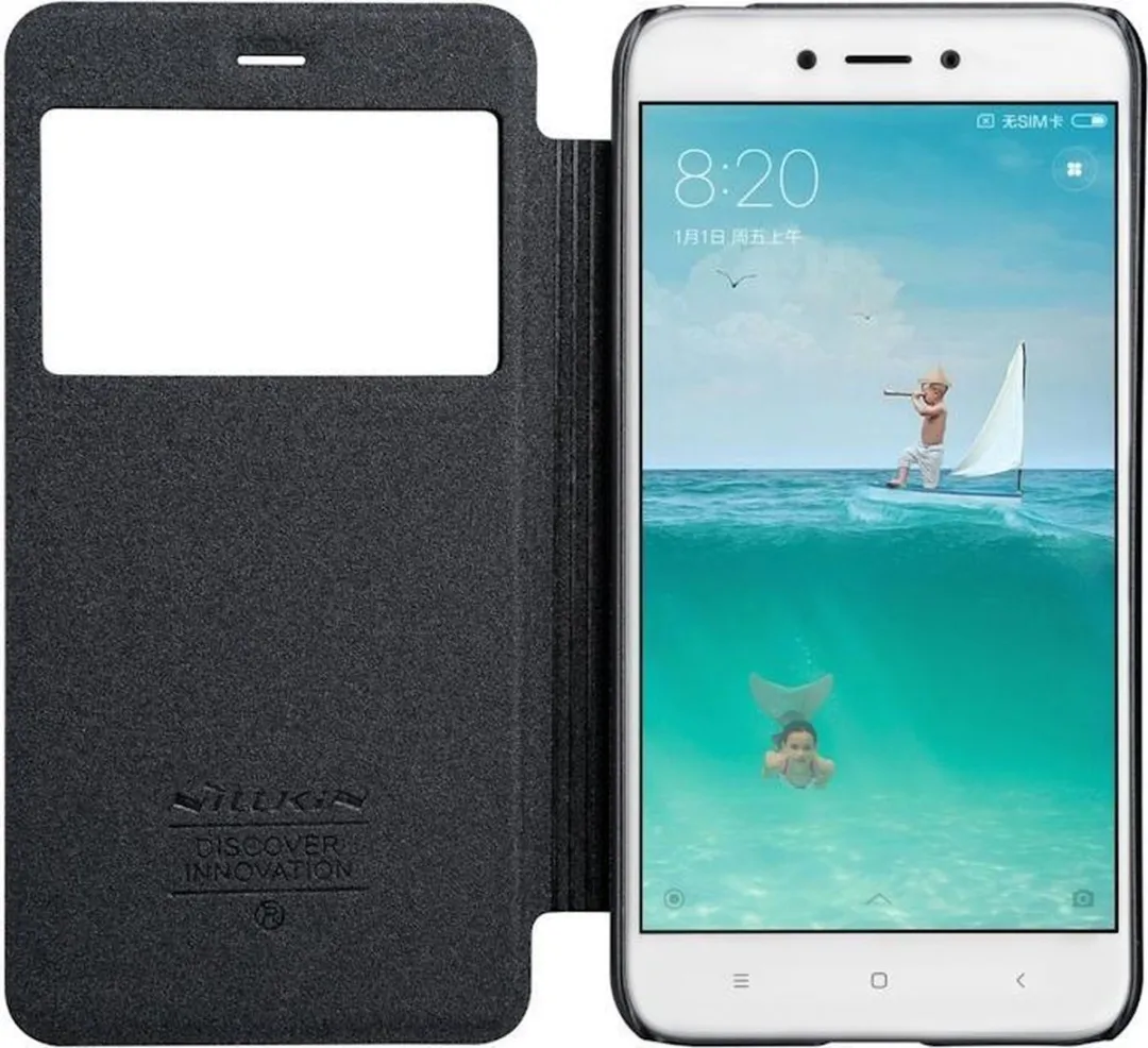 Nillkin New Sparkle S-View Book Case Xiaomi Redmi 4X - Antraciet/Zwart