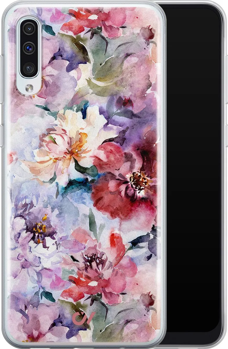 Casevibes Hoesje Samsung Galaxy A50 - Roze Bloemen Acryl - S/A50/UV/005