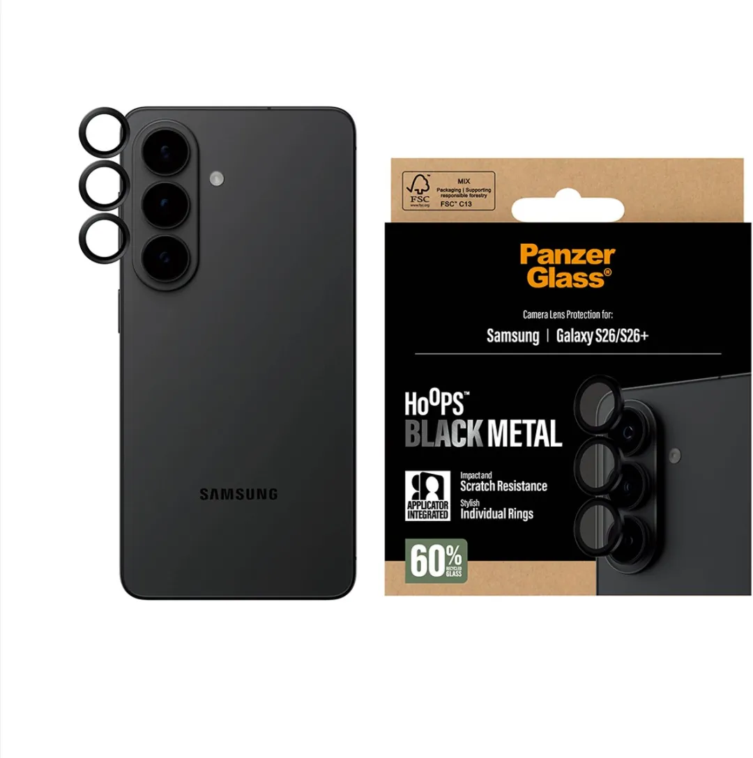 PanzerGlass Hoops PG23980 Camera Lens Protector - Samsung Galaxy S26 - Zwart